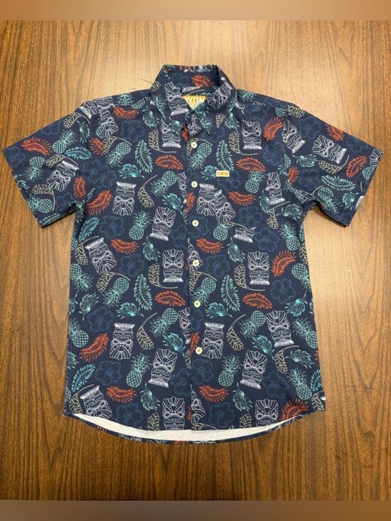 DIXXON Other - Dixxon “Tiki Time” Navy Tropical Print Short Sleeve Button-Up Shirt Lightweight